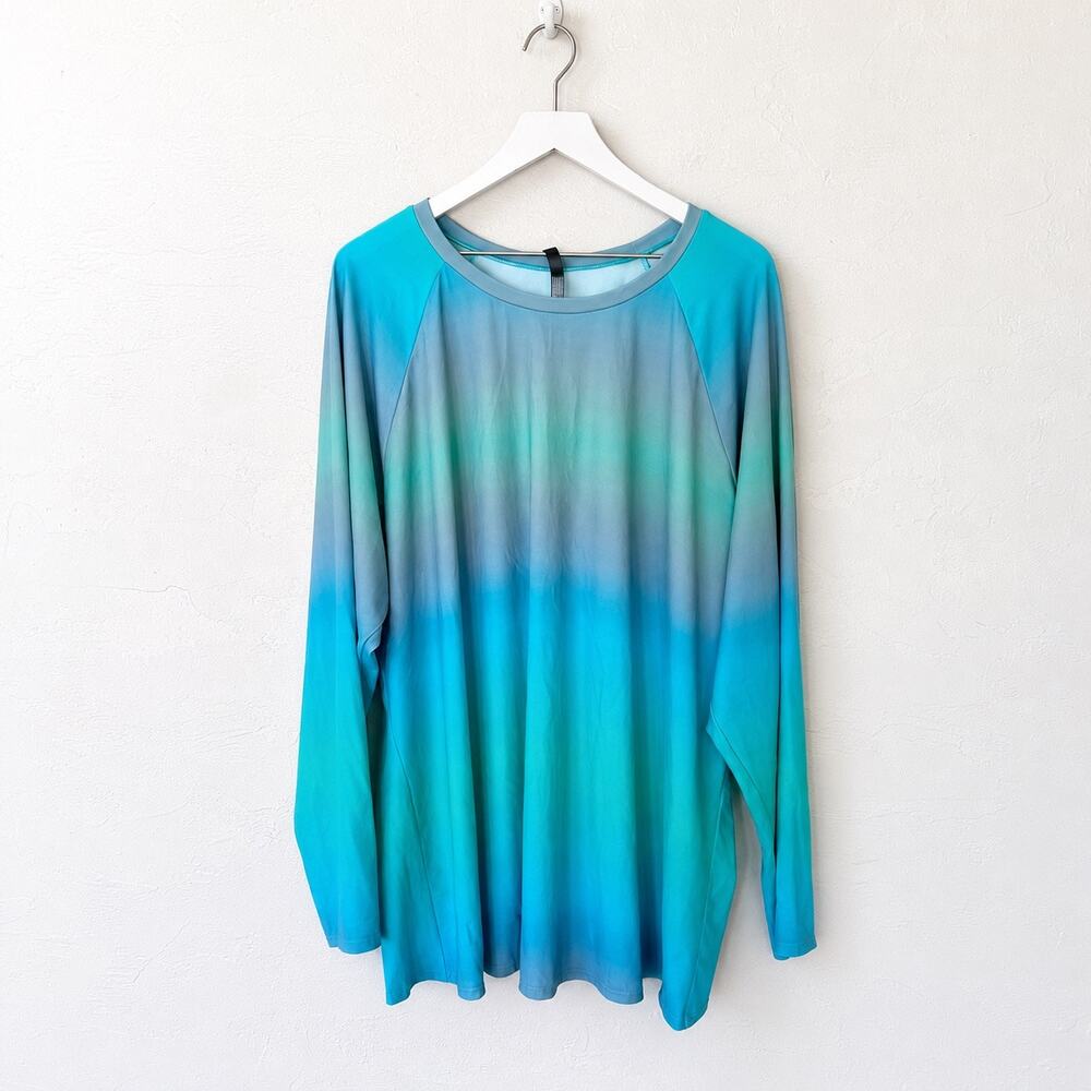 Torrid Blue Ombre Long Sleeve Rash Guard Swim Shirt Plus Size 5